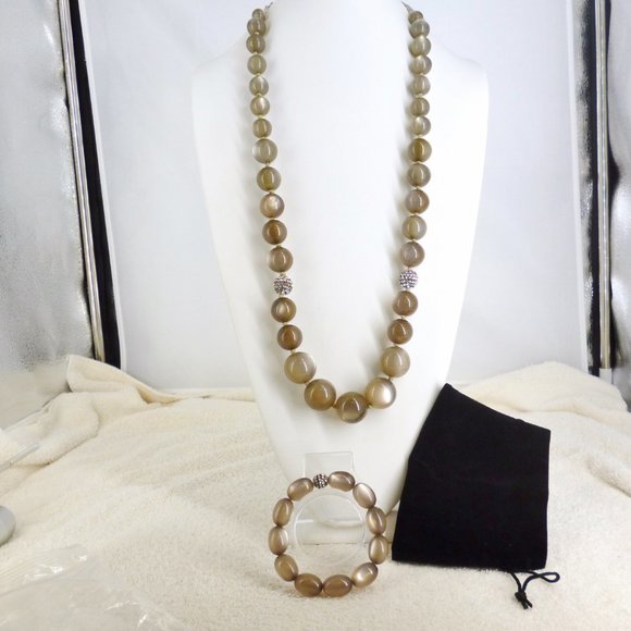 Talbot Set Necklace/Bracelet Moss Green, Swarovski Crystal Glitter Balls NWOT - Picture 6 of 6